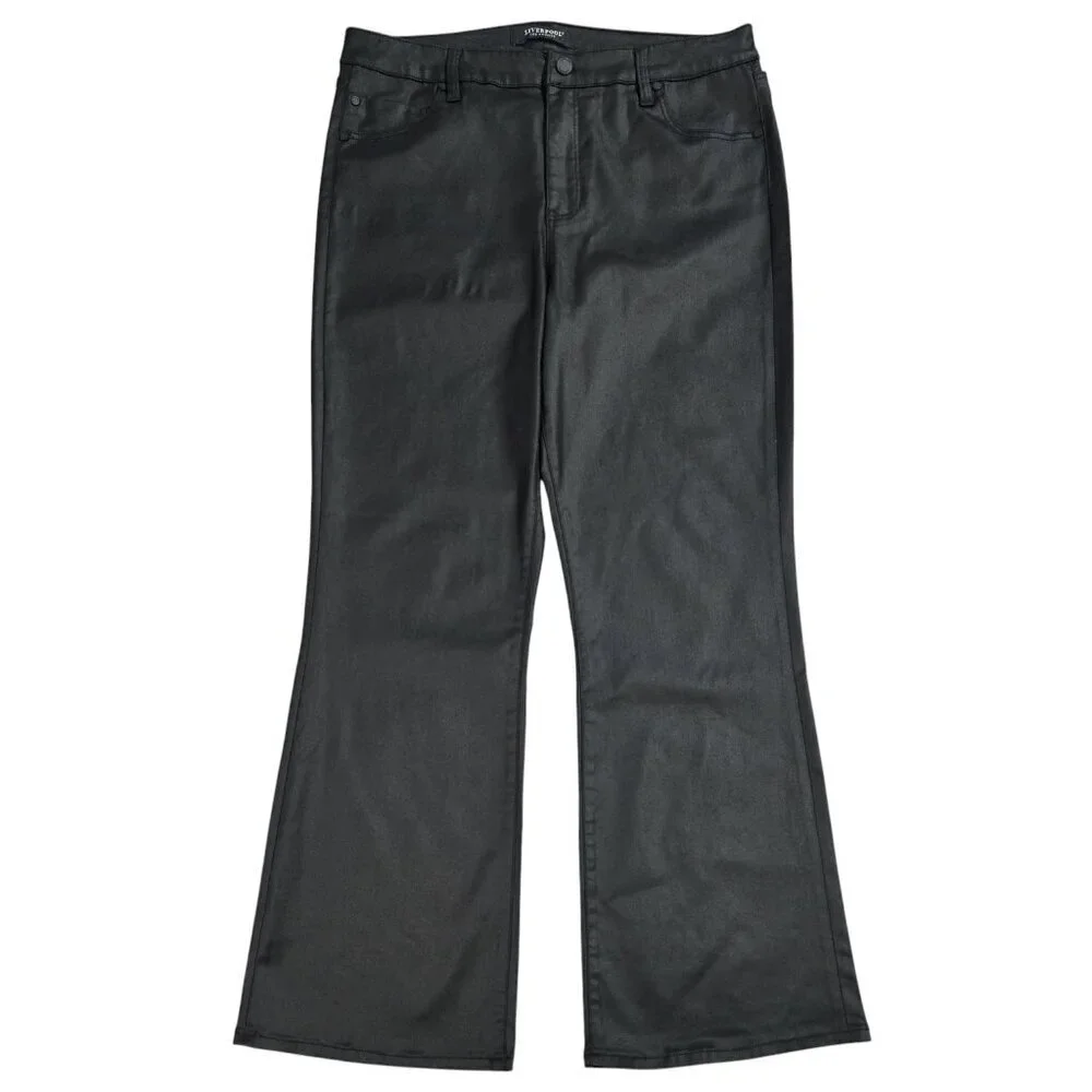 Liverpool Lucy Black Coated Bootcut Mid Rise Pant Capsule Stretch LM4000CBM